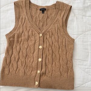 Talbots Camel Cable Knit Sweater Vest